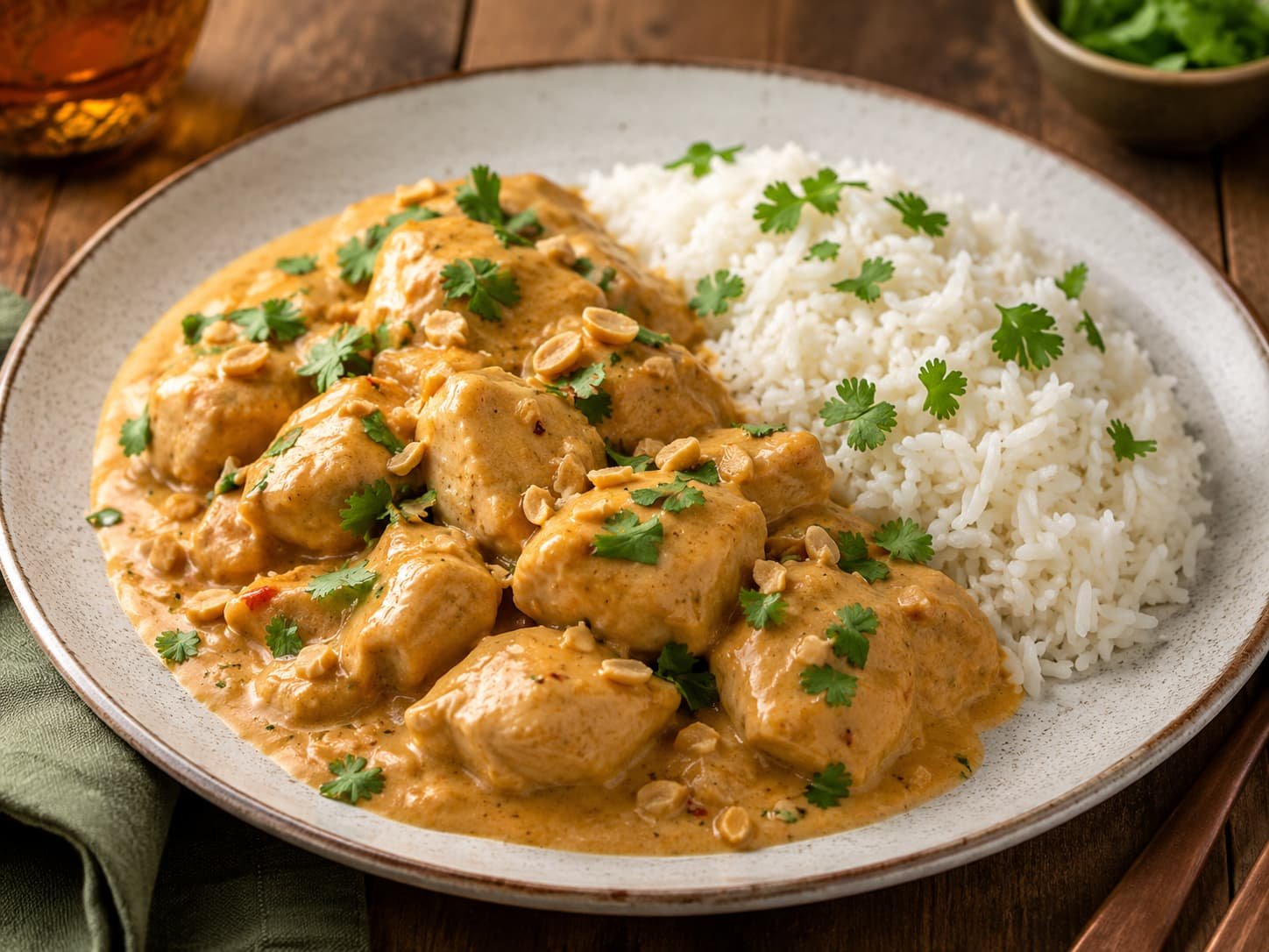 ’Émincé de Poulet, Sauce Coco-Cacahuète